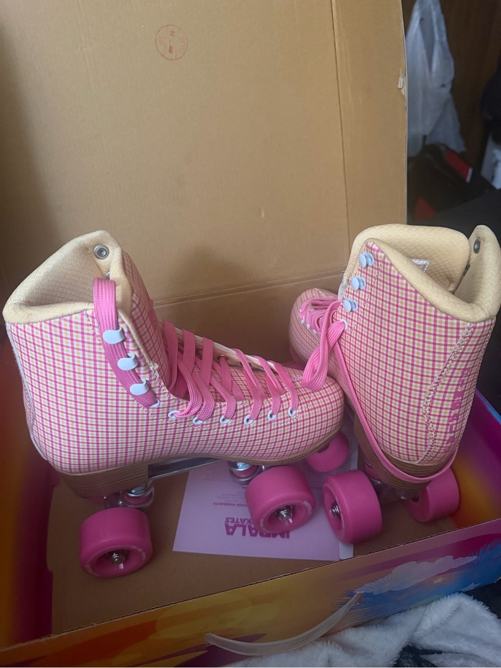 BNIB Impala Pink Tartan Roller Skates size 6